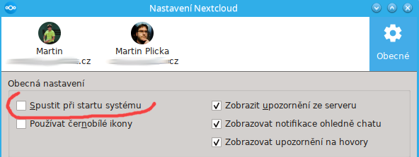 Nastavení Nextcloud klienta